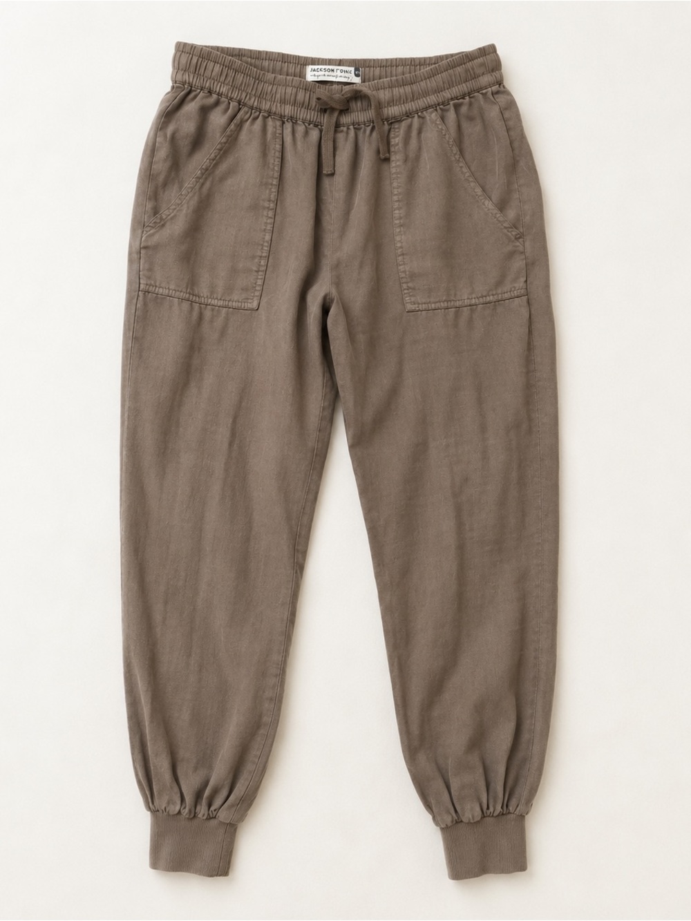 Jackson Rowe Taupe Utility Jogger Pants Drawstring Tencel XS